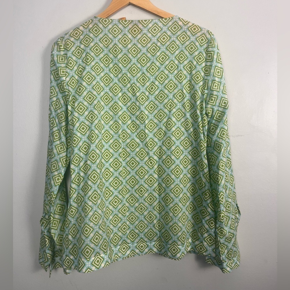 Tory Burch Women's Printed Bateau(Round) Neckline Blouse Size 12 sequin - Picture 6 of 7